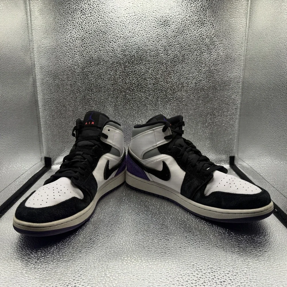 Size 12.5 Jordan 1 Mid SE Union Royal Mens White Black Purple Excellent Suede